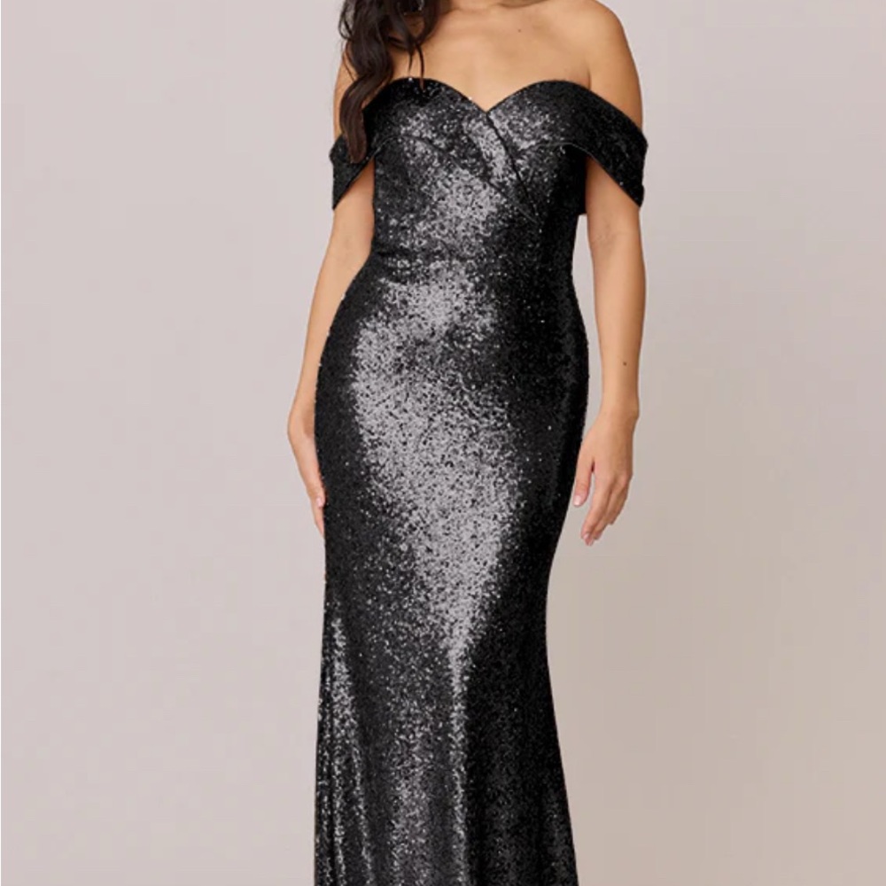 Elegant Black Sequin Off-Shoulder Dress